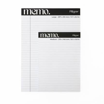 Size difference between The Planner Shop’s large and medium notepads