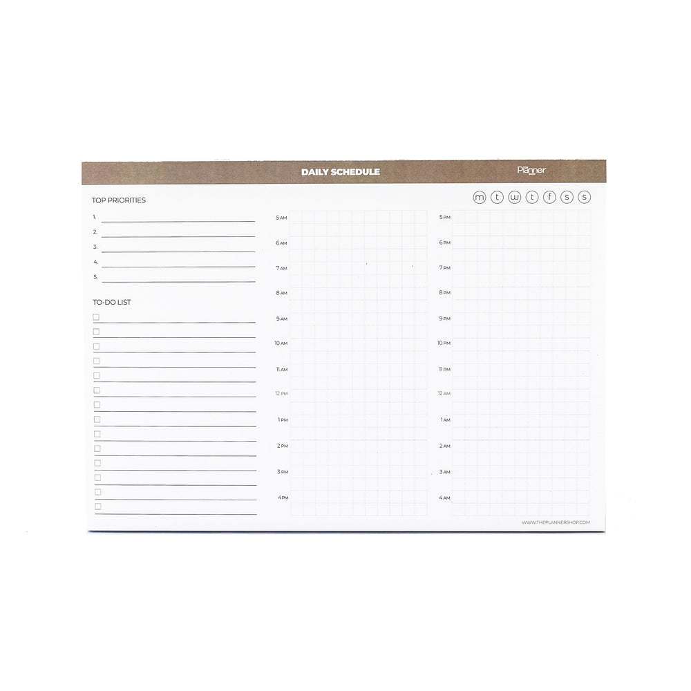 24-hour undated planner pad with to-do list section for daily schedule